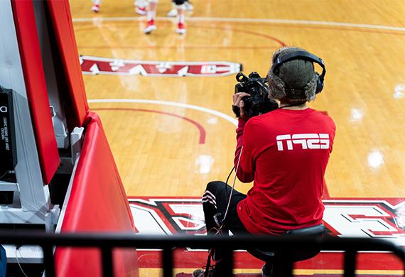 Image of Marist student filming for ESPN.